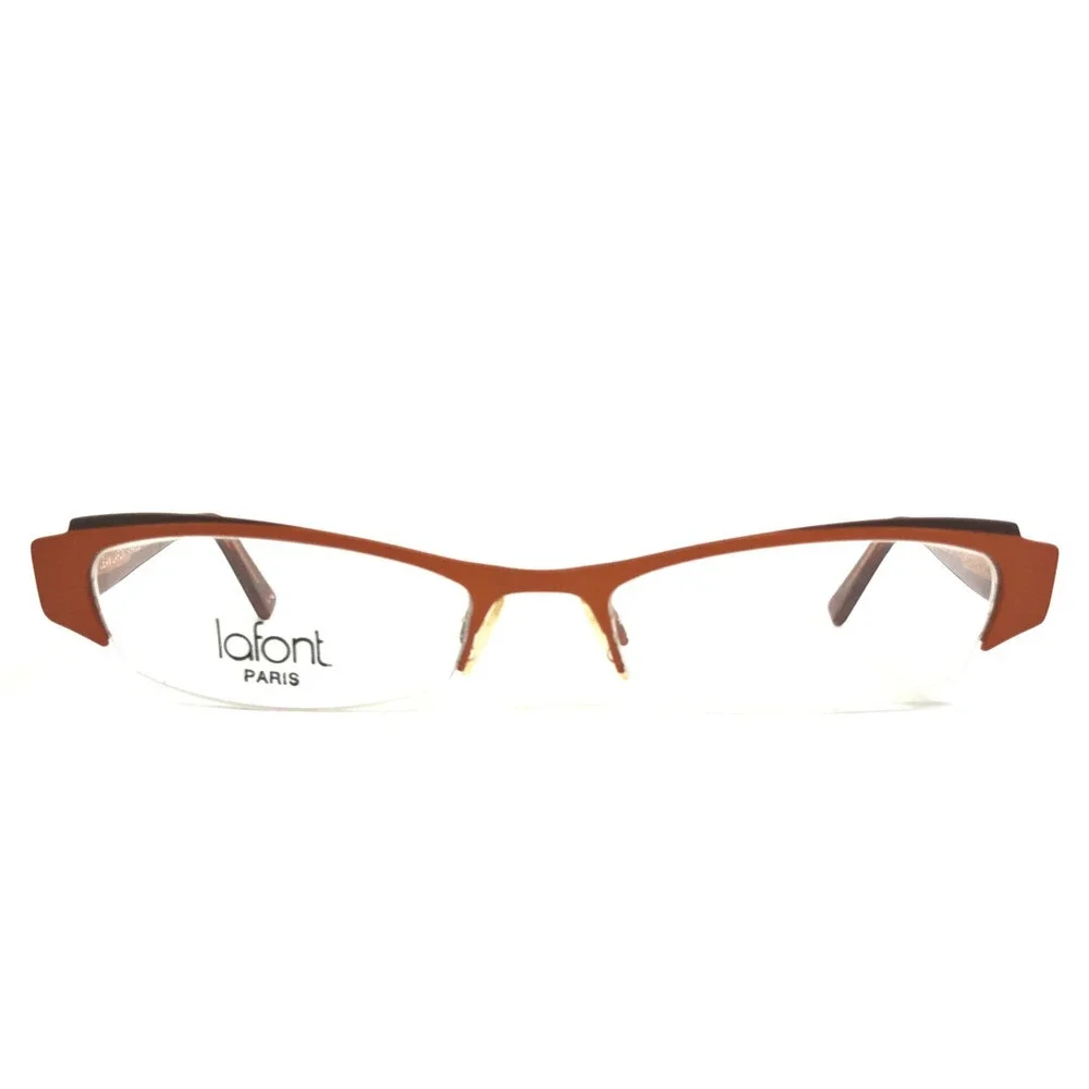 Jean Lafont Eyeglasses Frames TOPAZE 945 Brown Orange Cat Eye Half Rim 50-17-140